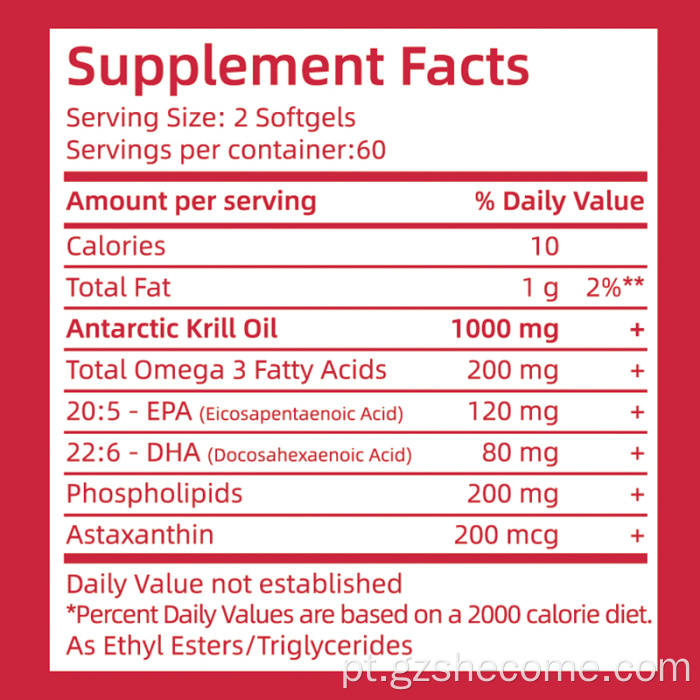 Omega krill Óleo Reduza a artrite Organic Omega3 Softgels